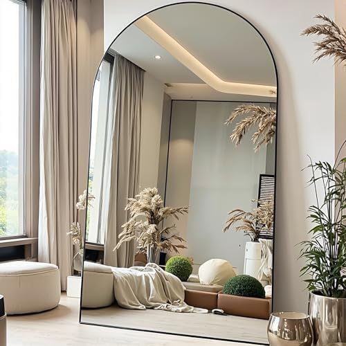 KOMCOTE Full Length Floor Mirror, 91x46 Inch Oversized Arched Standing Mirror in Black for Bedroom, Living Room, Dressing Room - Elegant Freestanding Leaning Mirror Decor by KOMCOTE