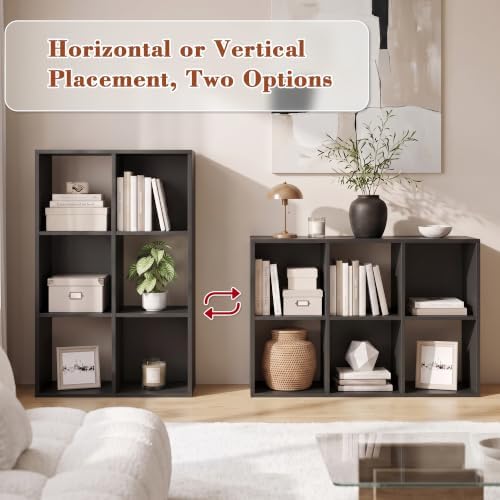 6 Cube Storage Organizer, Multifunctional Bookcase, Black Cube Bookshelf - Image 6