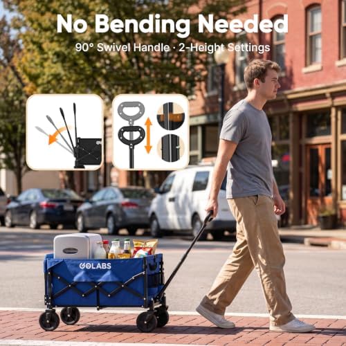 Golabs WA1 Collapsible Folding Wagon Cart, Max 220lb Load, Expands to 100L - Image 6