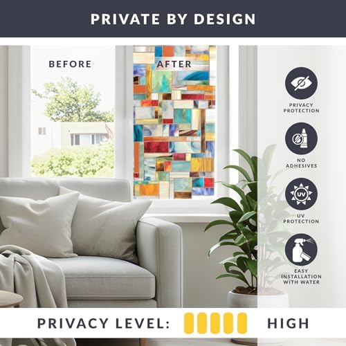 Montage Window Privacy Film by Artscape - Decorative Stained Glass Design, Static Cling, Two-Way Privacy, Reduces Glare, Renter Friendly, Made in USA - 24 x 36 Inch - Image 3