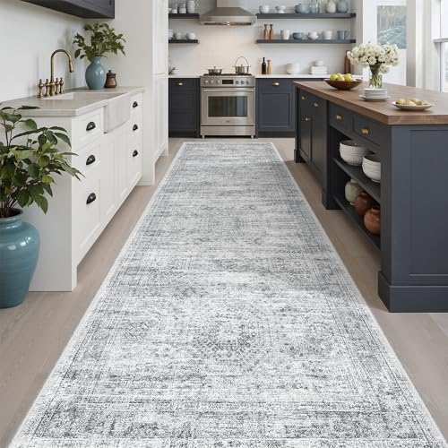 Soalmost Washable Hallway Runner Rug 3x10 Kitchen Entry Rugs Non-Slip, Grey by Soalmost