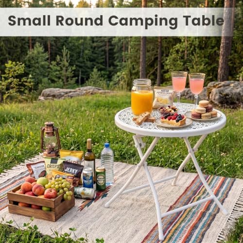 TeoKJ Folding Small Outdoor Side Table, Anti Rust Patio Metal Table - Image 5
