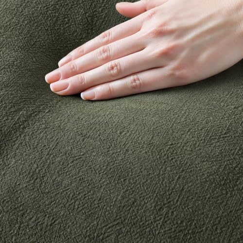 MIULEE Boho Linen Fringe Decorative Throw Pillow Covers Rifle Green 18x18 - Image 2