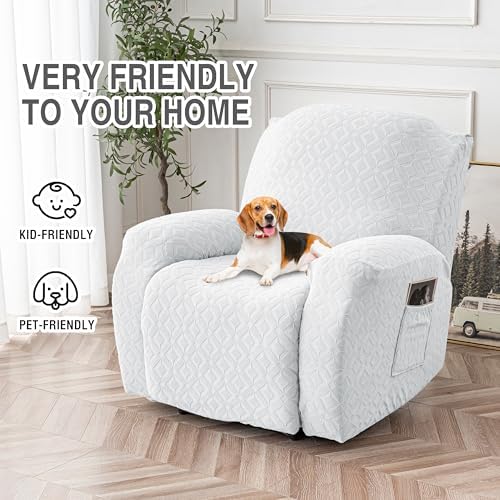 Genina Waterproof Recliner Chair Cover,1 Seat Couch Cover,Ivory White - Image 4