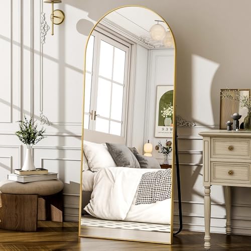 57" x 20" Arched Full Length Mirror - Wall Mounted/Floor Mirror Aluminum Alloy Frame Full Body Mirrors for Bathroom Living Room Bedroom and Entryway,Gold - Image 3