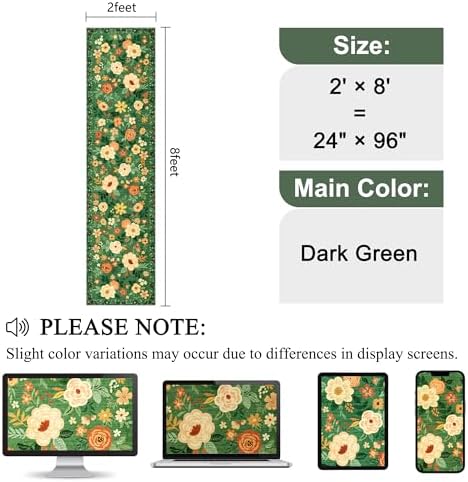 DUKINO 2x8 Runner Rug, Washable Runner Rug for Kitchen Non Slip, Dark Green - Image 2