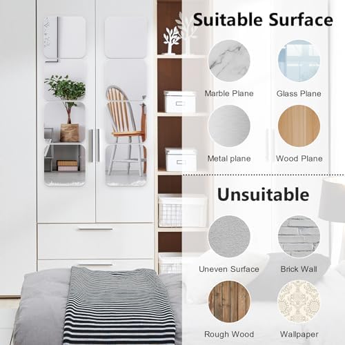 Shiftshade Wall Stickers - Unbreakable Self-Adhesive Mirror Tiles for Bedroom, Home, Gym, Door - Acrylic Shatterproof Sheets, Panels (8x8 Inch, 4 Pcs) - Image 3
