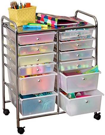 Honey-Can-Do Rolling Craft Storage Cart, Clear, 12-Drawer - Image 5