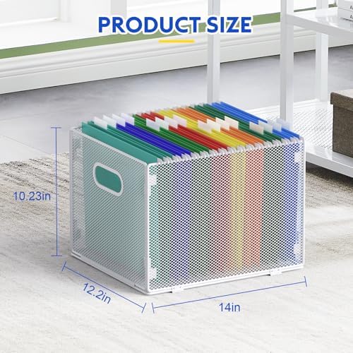 samstar Hanging File Organizer, Mesh File Folder Organizer Crate Cabinet Inserts Storage Box, Letter Size,White - Image 3