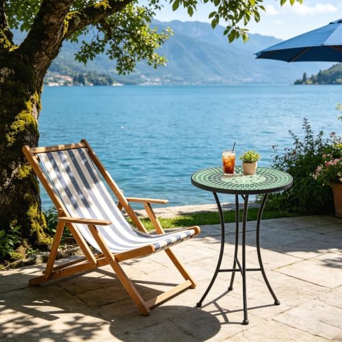 MUMTOP 14" Mosaic Outdoor Side Table, Small Round Patio Accent Table,Green - Image 2