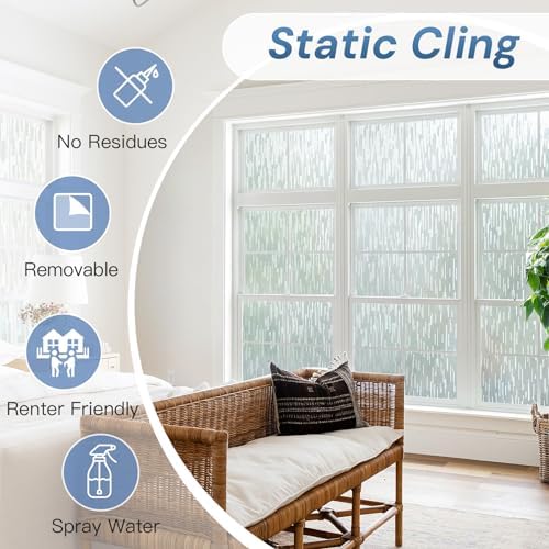 LUTE Window Privacy Film, Frosted Glass Window Film, Linear Frosted - Image 5