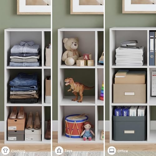Signature Design by Ashley Onita 9 Cube Storage Organizer, White Bookshelf - Image 6