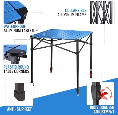 VILLEY Folding Camping Square Table, Portable Aluminum Table, Large - Image 4