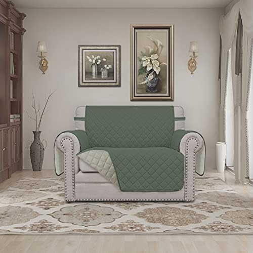 Easy-Going Reversible Couch Cover, Oversized Chair, Greyish Green/Beige - Image 2