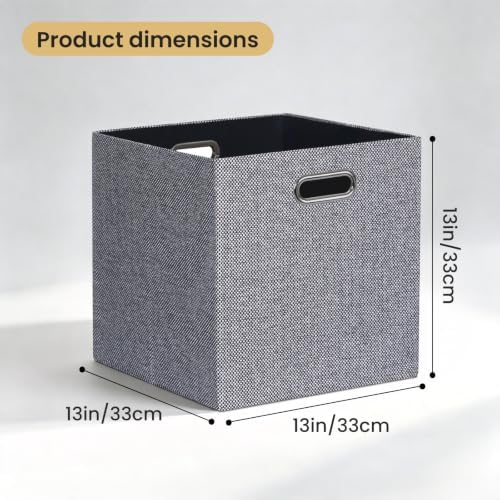 Posprica Fabric Storage Cubes, 13x13 Collapsible Storage Bins with Dual Handles, Foldable Storage Boxes Basket for Closet Shelf Cabinet Bookcase Organization, Set of 4, Houndstooth - Image 2