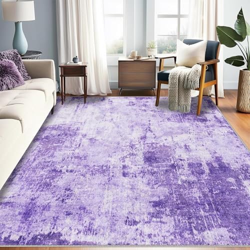 RELEANY Washable 5'x8' Abstract Area Rug for Living Room Purple by RELEANY
