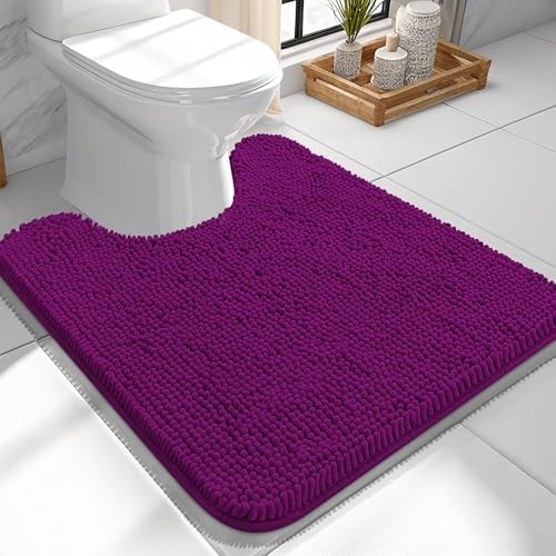 OLANLY Toilet Rugs U-Shaped 24x24, Soft Absorbent Chenille Contour Rugs by OLANLY