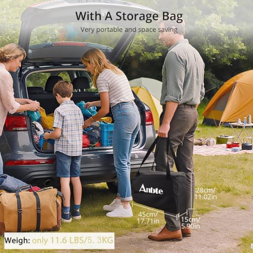 Anbte Roll Up Camping Table, Adjustable Height Max 27.5", 26" x 23", Black - Image 6