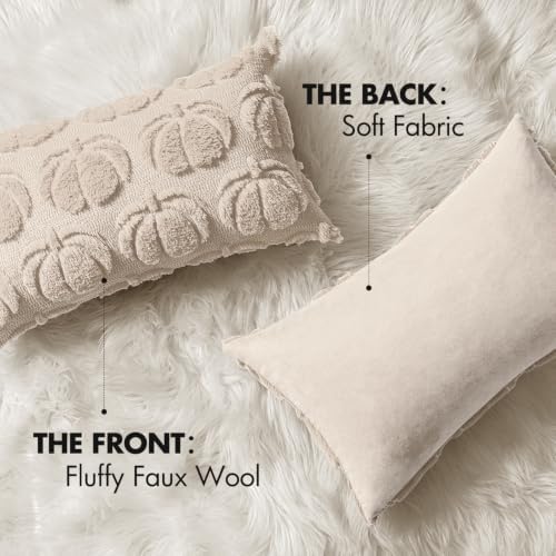 MIULEE Fall Pillow Covers Pumpkin Fall Decor Lumbar 12x20 Beige - Image 5