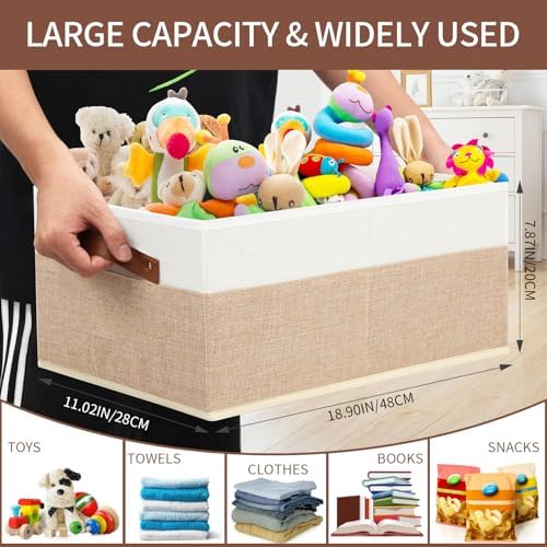 Closet Organizer Bins 3 Pack, Large Storage Bins for Shelves - Image 3