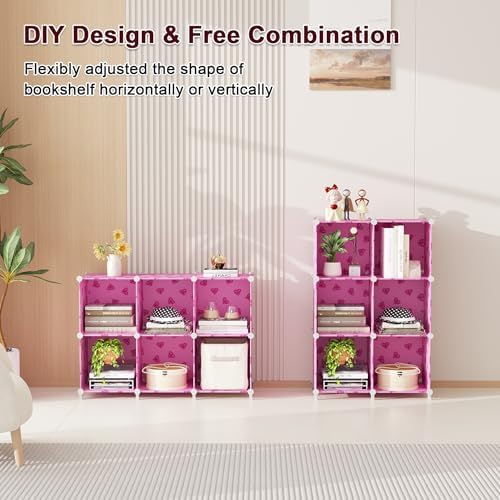 UNKU 6 Cube Storage Organizer, Closet Organizer Storage Shelves,Pink - Image 5