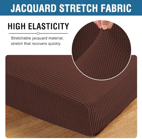H.VERSAILTEX Super Stretch Individual Seat Cushion Covers Sofa Covers Couch Covers Slipcover Sets Thick Jacquard Textured Twill Fabric (2 Piece Medium Sofa Cushion Covers, Burnt Brick) - Image 4