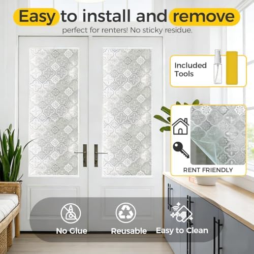 OHTMERU Window Privacy Film Decorative Non-Adhesive, Reusable, Anti-Glare - Image 6