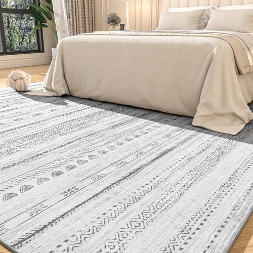 5x7 Area Rugs for Living Room Machine Washable Rug Distressed Indoor Carpet Neutral Moroccan Boho Rug Ultra Soft Area Rug for Bedroom Dining Room Playroom Office, Black by Tchdio