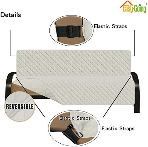 Easy-Going Reversible Couch Cover, Large Futon Sofa, Ivory/Ivory - Image 3