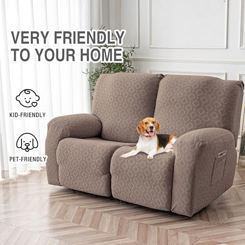 Genina Waterproof Recliner Loveseat Cover,2 Seat Couch Cover,Taupe - Image 4