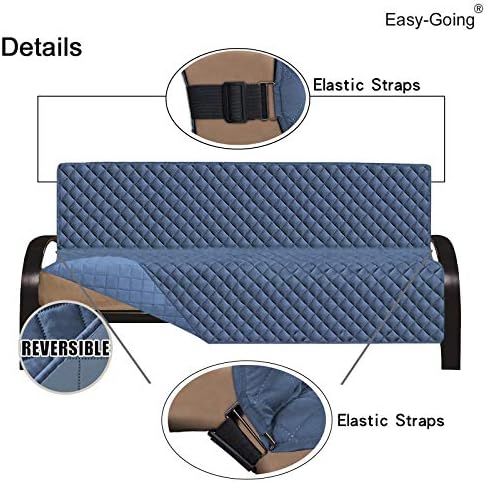Easy-Going Reversible Couch Cover, Large Futon Sofa, Dark Blue/Light Blue - Image 3