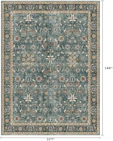 Living Room 9x12 Area Rug Washable,Vintage Non-Slip Bedroom Rugs - Image 2