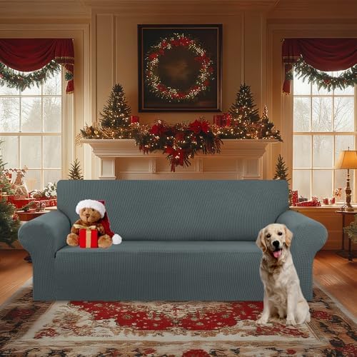 KEKUOU Stretch Oversized Couch Covers for Sofa Slipcover,Grey - Image 2
