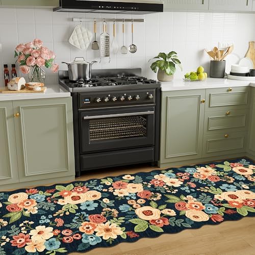 DUKINO 2.6x10 Runner Rug for Hallway, Washable Rug Non Slip, Navy Blue - Image 3