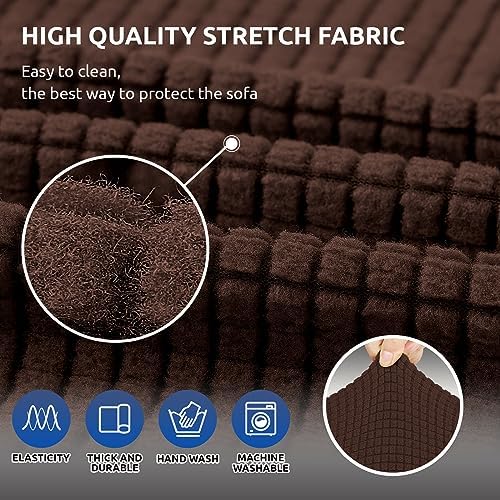 KEKUOU Stretch Loveseat Couch Cover, 2 Cushion Couch Slipcover,Chocolate - Image 5