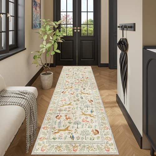 DUKINO 2.6x8 Rug for Hallway, Washable Kitchen Runner Rug Non Slip, Beige - Image 6