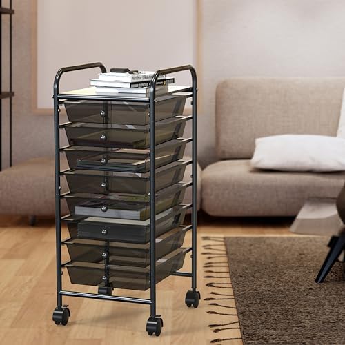 Simple Houseware 8 Drawers Rolling Utility Cart Art Craft Storage, Black - Image 7