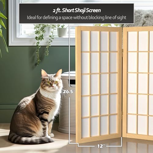 2 ft. Short Desktop Window Pane Shoji Screen - Natural - 5 Panels - Image 6