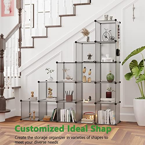C&AHOME 16 Cube Storage Organizer Cube Shelves Units Storage Cubes, Grey - Image 2