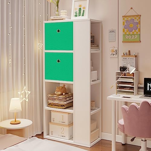 Foldable Storage Cubes Bins ,11 Inch Cloth Storage Cube Fabric Storage Box Cubes Organizer Baskets with Handles for Home Organizer Set of 6 (Green) - Image 5