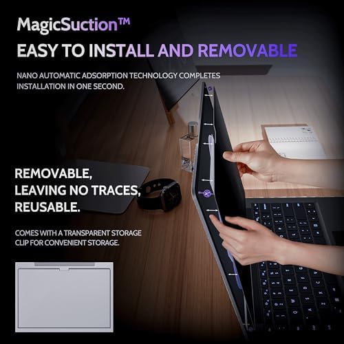 Peslv Privacy Screen for 15 Inch Surface Laptop 6/5/4/3/2/1, MagicSuction™ Removable Anti Spy Black Protector, Glare Blue Light Filter for Microsoft Laptop Computer Monitor - Image 2