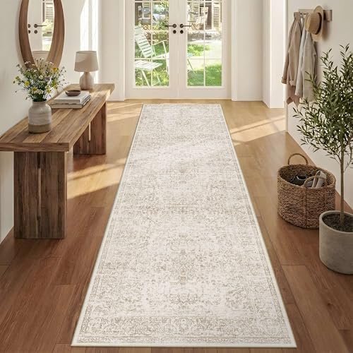 Rugxara 2'6" x 8' Beige Vintage Runner Rug for Hallways Kitchen by Rugxara