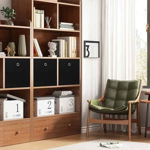 Foldable Storage Cubes Bins ,11 Inch Cloth Storage Cube Fabric Storage Box Cubes Organizer Baskets with Handles for Home Organizer Set of 8 (Black) - Image 4