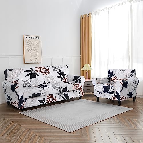 SearchI Stretch Sofa Cover Printed Couch Cover, Floral Pattern 4 Pieces Sofa Slipcover with 3 Separate Cushion Cover, Washable Furniture Protector for Living Room(Sofa, Maple Leaf Pattern) - Image 5