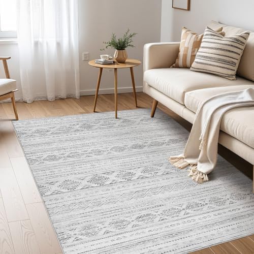 Nakagishi Boho 4x6 Area Rug Living Room Rugs Machine Washable Dark Gray by NakagishiAreaRug