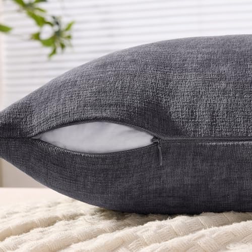 MIULEE Grey Chenille Couch Throw Pillow Covers, 18x18 - Image 5