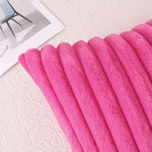 Pallene Faux Fur Decorative Throw Pillow Covers 12x20 Set of 2, Hot Pink - Image 4