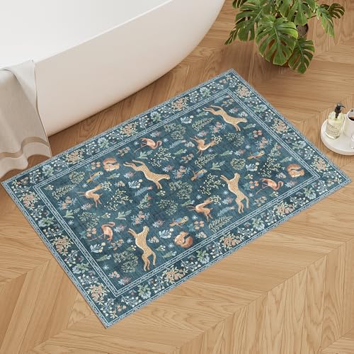 DUKINO 2x3 Entryway Rug, Washable Door Mat Animal Rug for Kitchen, Blue - Image 5