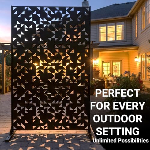 Metal Privacy Screen Outdoor 6FT – Laser-Cut Geometric Mosaic Decorative Steel Panel, Weather-Resistant Freestanding Rustproof Privacy Wall Divider for Patio, Garden, Deck & Balcony - Image 5