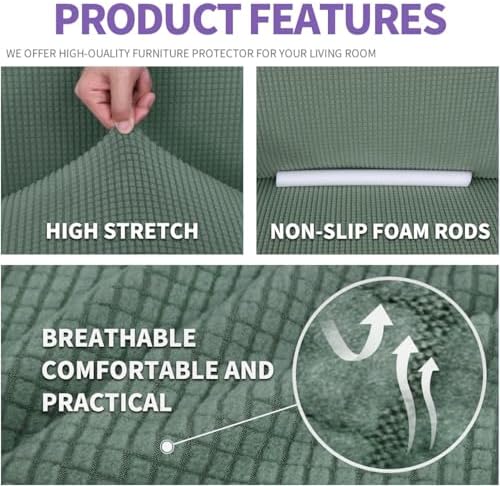 ZNSAYOTX Stretch Oversized Couch Cover Universal Sofa Covers for Living Room Dogs Pet Furniture Protector Spandex Extra Large Sofa Slipcovers with Anti Slip Foam Sticks (Pea Green, XL Sofa) - Image 4